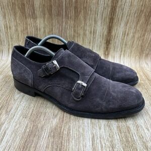 John Varvatos Double Monk Strap Men's Size 10.5 Grey‎ Suede Shoes Made In Italy